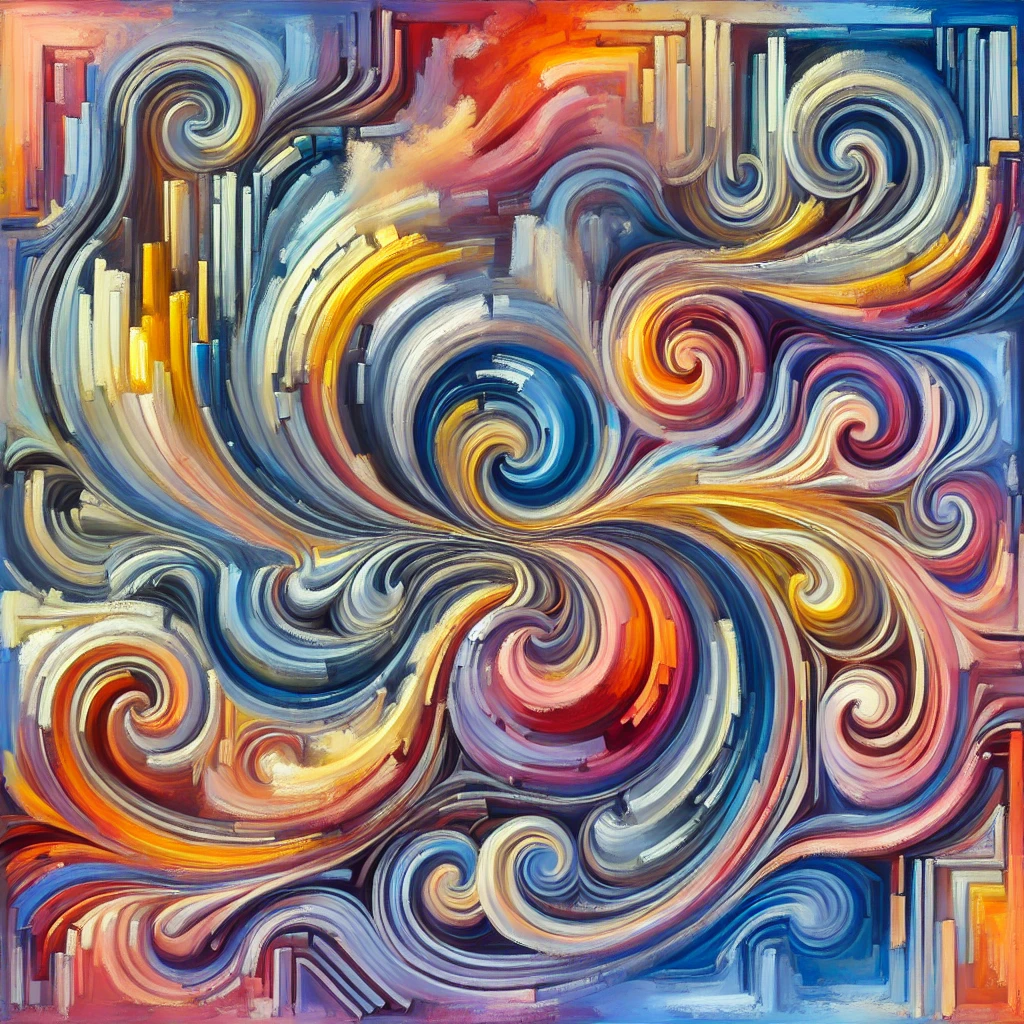 AI-generated abstract art piece with vibrant colors and swirling patterns