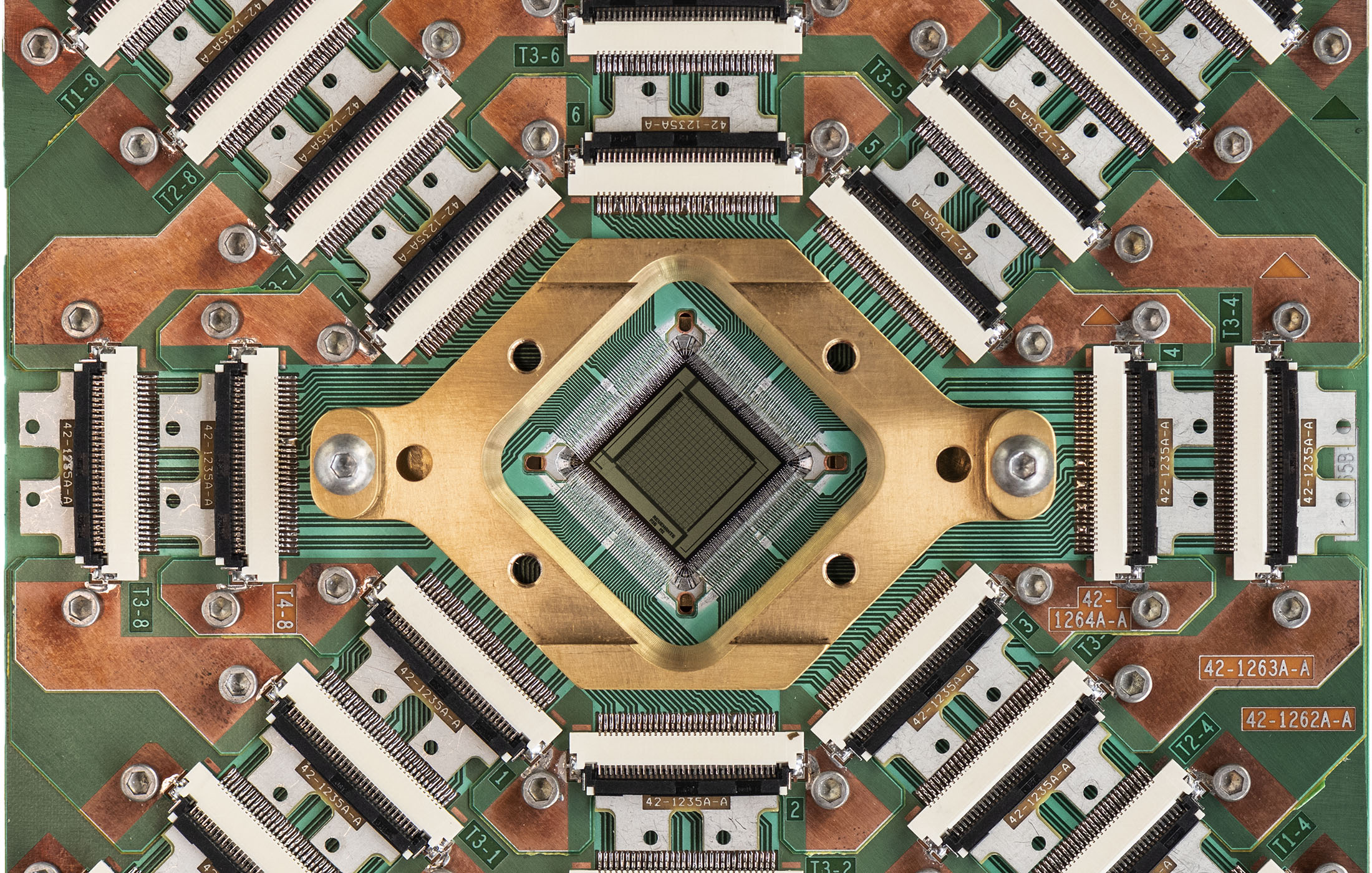 Illustration of quantum computing circuitry