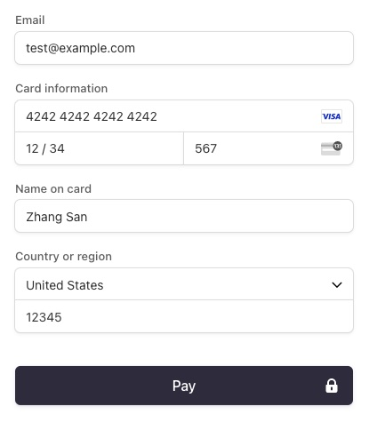 Stripe Test Cards